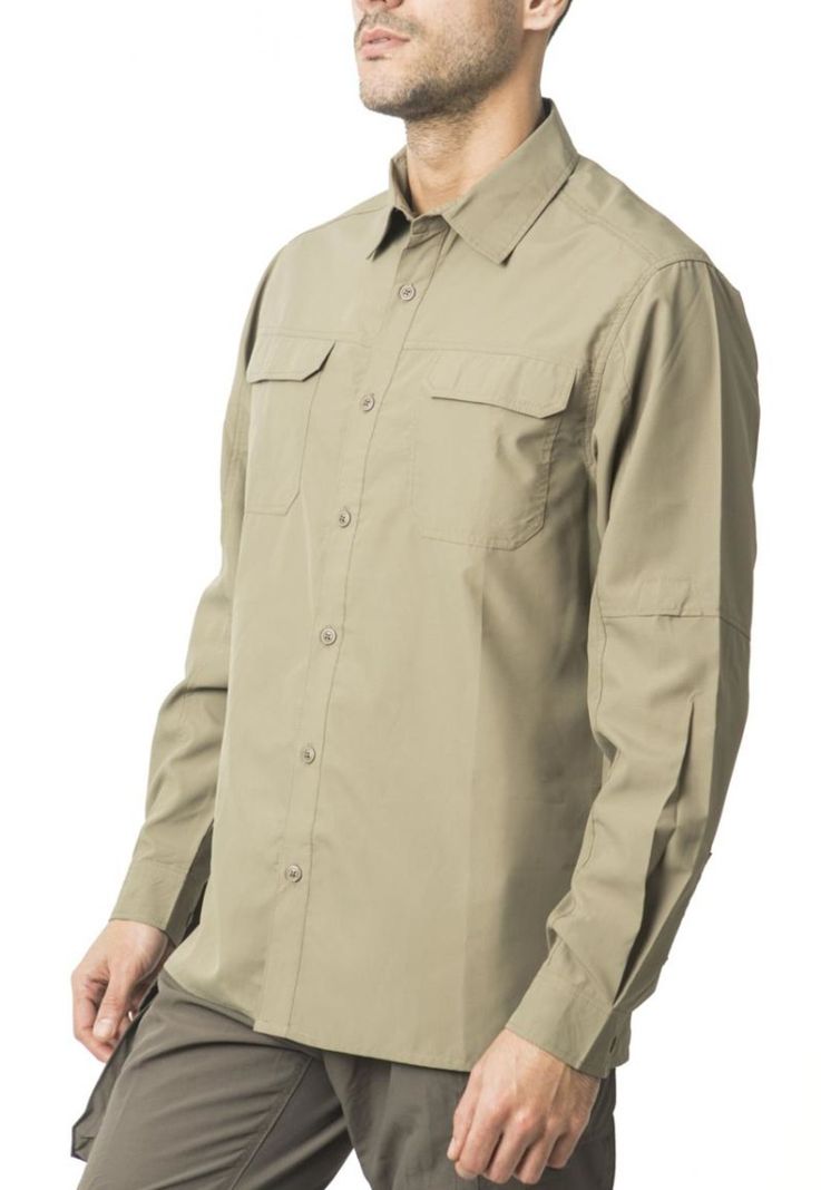 Camisa Outdoor Manga Ajustable Beige-2
