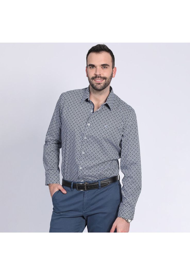 Camisa Estampado Geométrico Azul