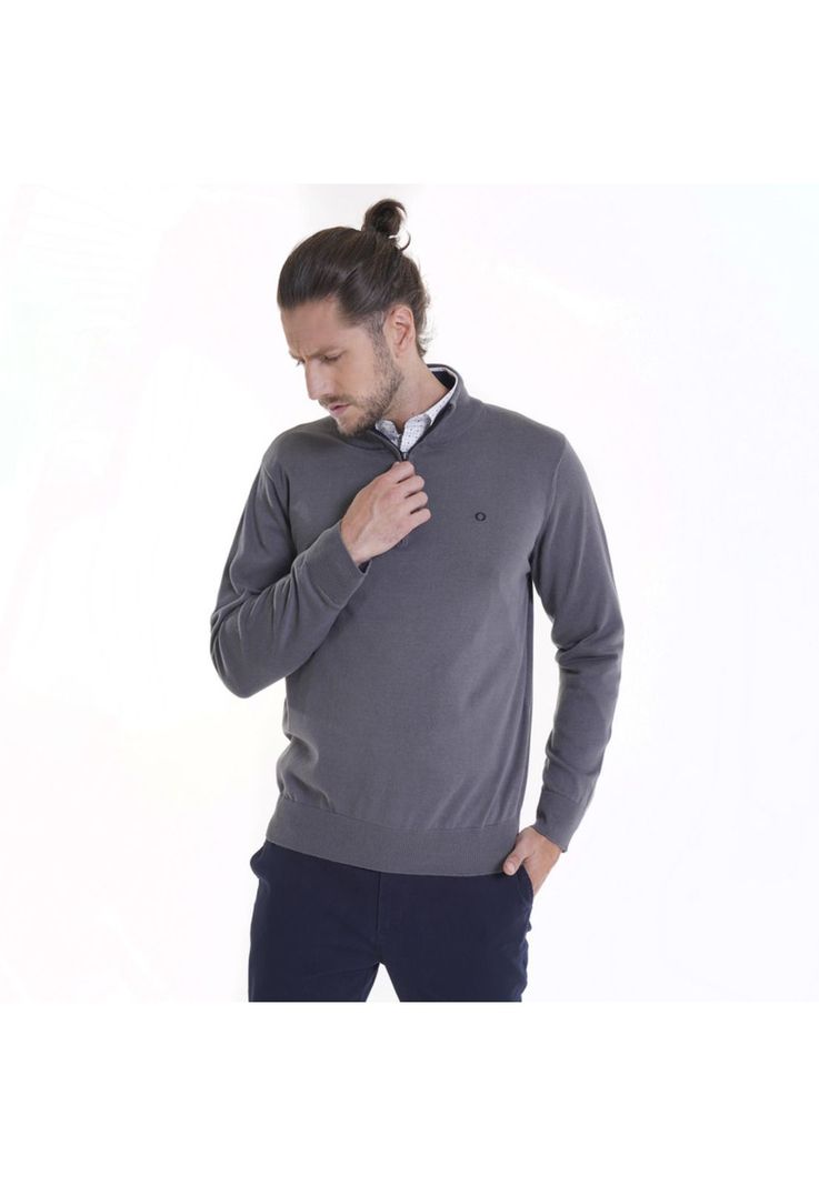 Sweater Half Zipper Gris oscuro