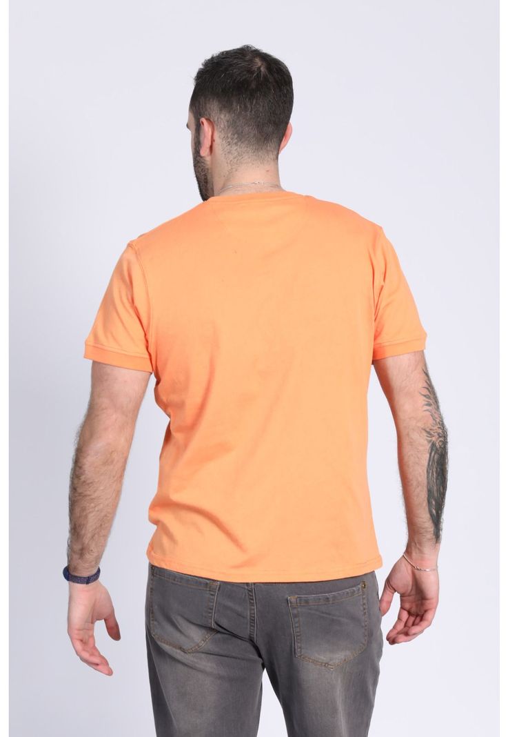 Polera Jersey Botones En Cuello Naranja Claro-1