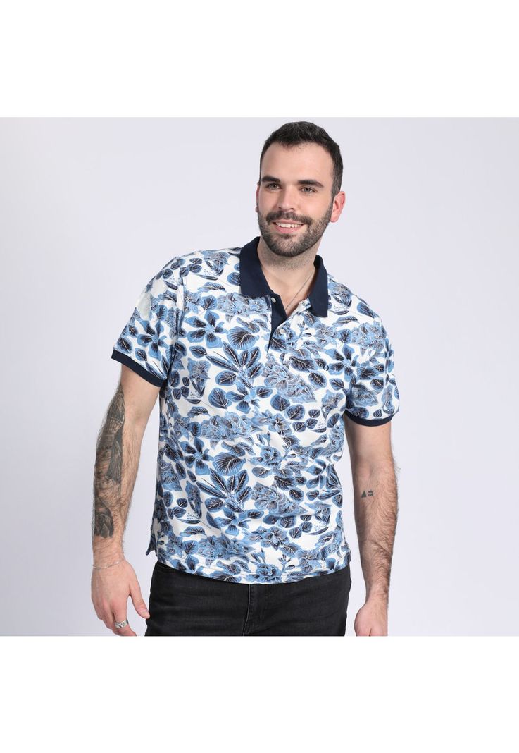 Polera Pique Estampada Blanco-0
