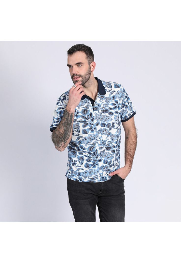 Polera Pique Estampada Blanco-2