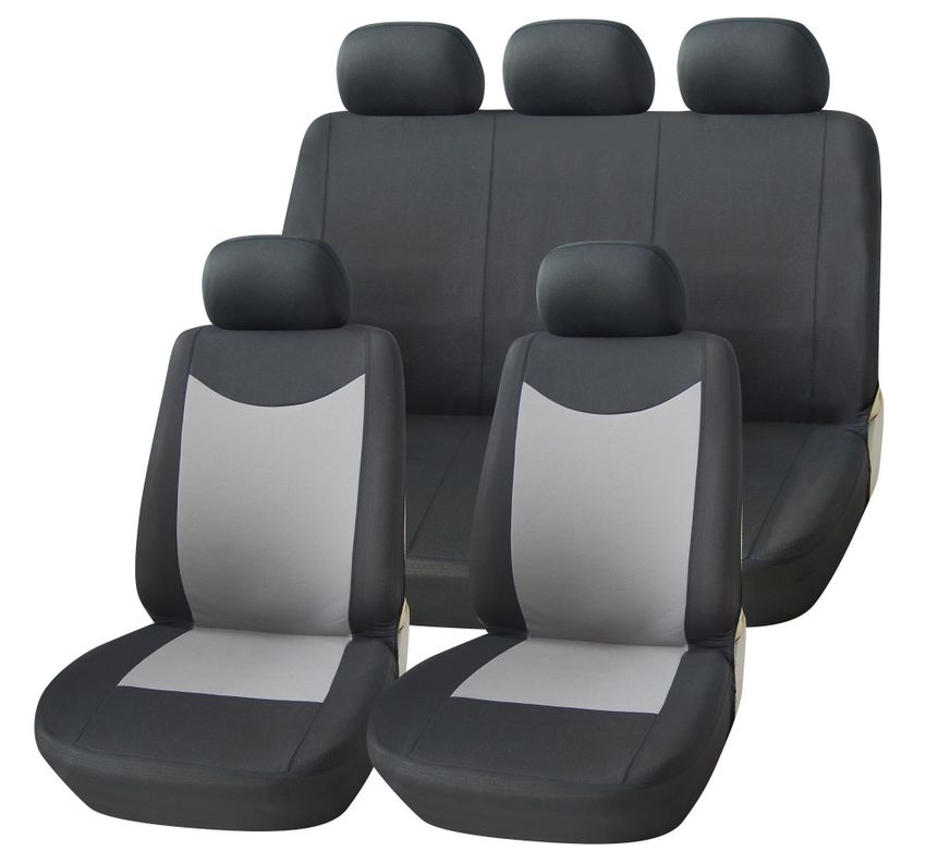 Funda Cubre Asientos Auto 9 Piezas Negro Gris-0