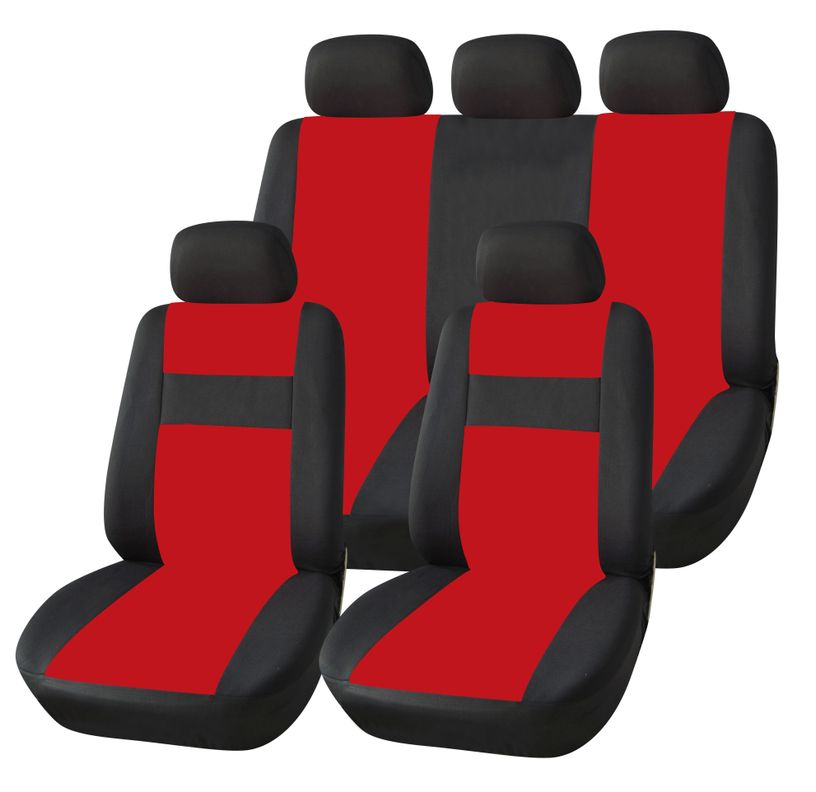 Funda Cubre Asientos Auto 9 Pzs Sport Rojo/Negro-0