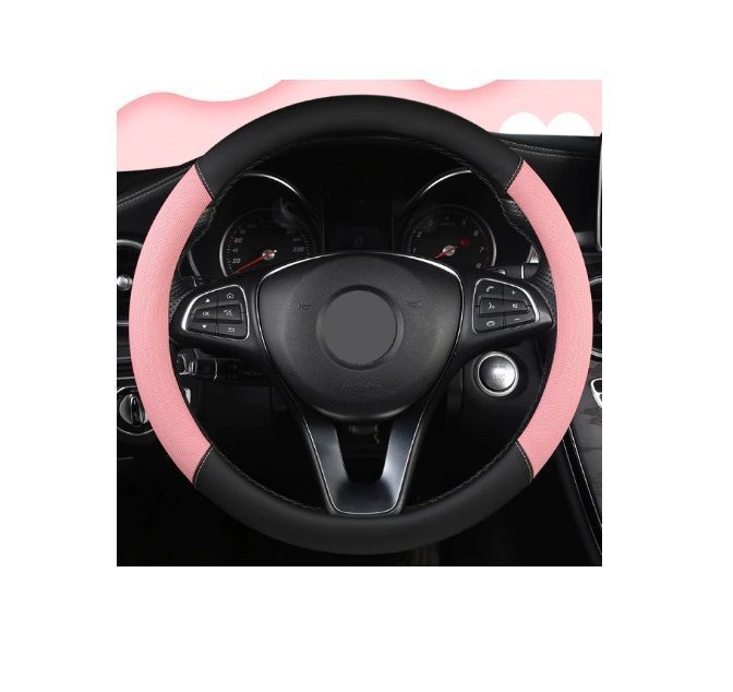CUBRE VOLANTE  GOODCAR ECO CUERO CON COSTURAS ROSADO-1