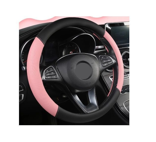 CUBRE VOLANTE  GOODCAR ECO CUERO CON COSTURAS ROSADO-2