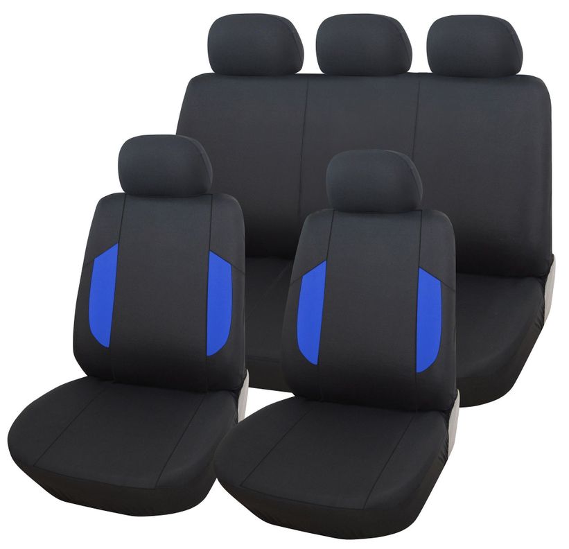 Funda Cubre Asientos Auto 9 Piezas Negro/Azul-0
