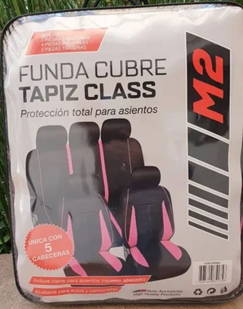 Funda Cubre Asiento 9 Piezas Class Negro/Rosado M2-2