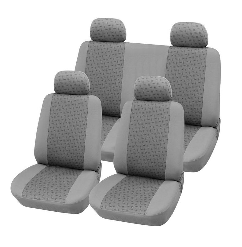 Funda Cubre Asiento Auto 8 Pzs Gris-0