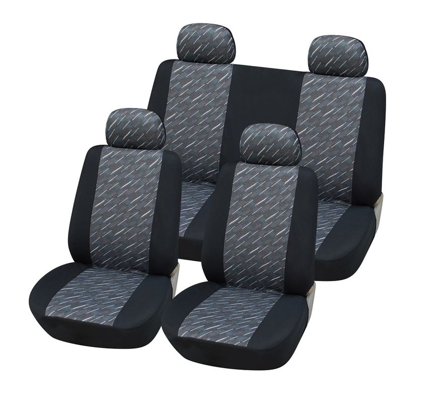 Funda Cubre Asientos Auto 8 Piezas Gris/Negro-0