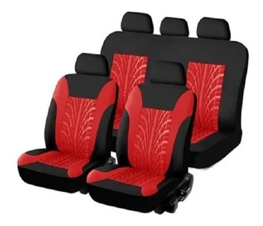 Funda Cubre Asiento 8 Piezas Rojo/ Negro-0