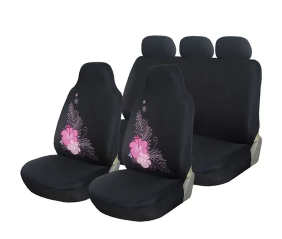 Funda Cubre Asiento Auto 9 Piezas Diseño Flores-0