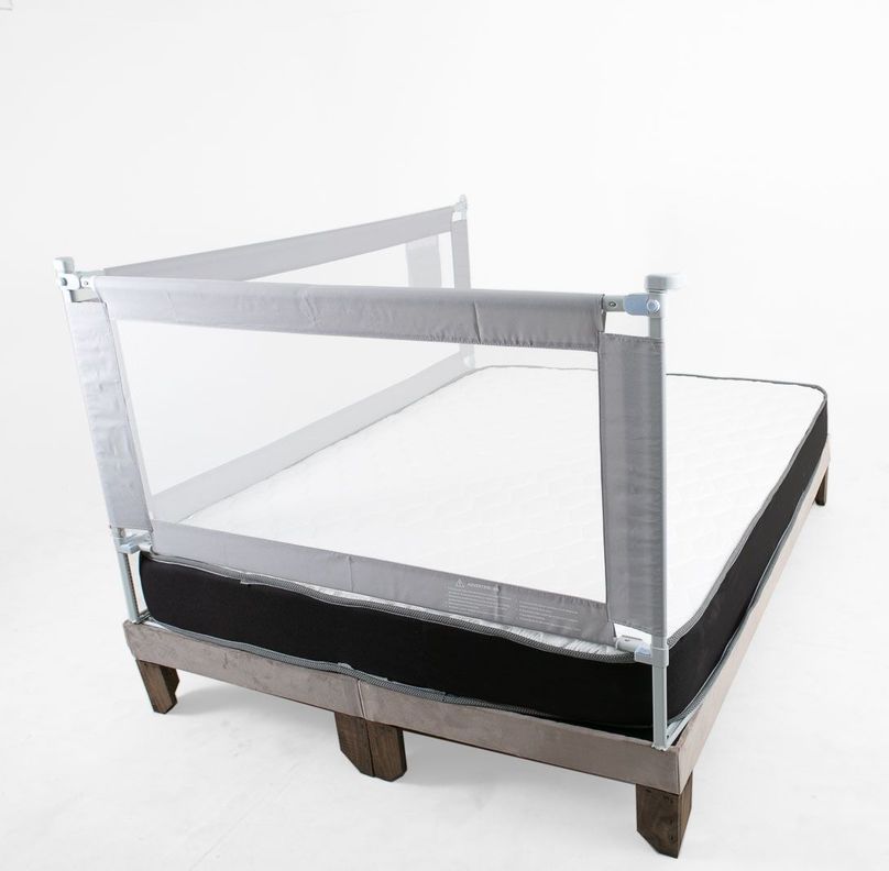 2 Barandas Para Cama 1.5 Plaza 105*190 cm Gris Altura colchón hasta 27 cm-0