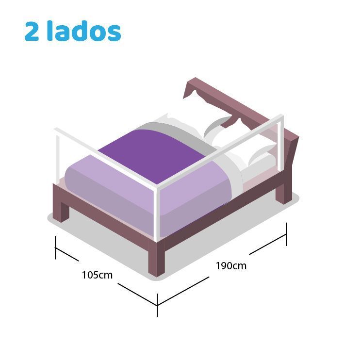 2 Barandas Para Cama 1.5 Plaza 105*190 cm Gris Altura colchón hasta 27 cm-1