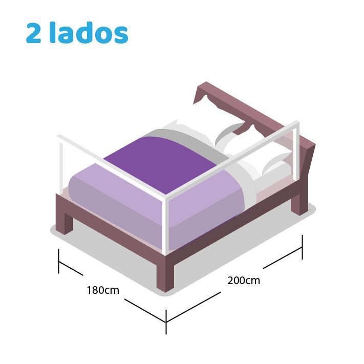 2 barandas Gris Para cama Queen 160*200 cm Altura colchón hasta 27 cm-1