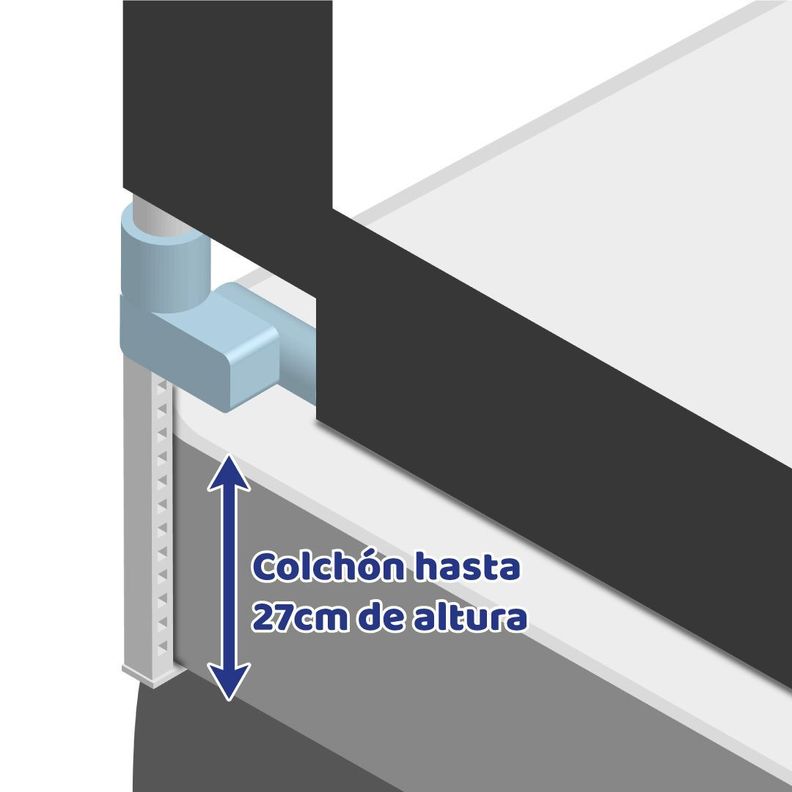 2 barandas Gris Para cama Queen 160*200 cm Altura colchón hasta 27 cm-4