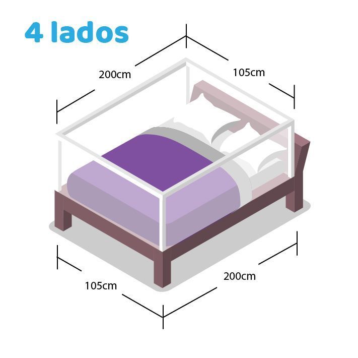 4 Barandas Para Cama 1.5 Plaza 105*105*200*200 cm Gris Altura colchón hasta 27 cm-3
