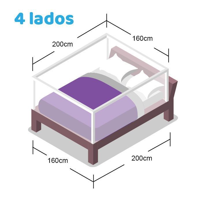 4 barandas Gris Para cama Queen 160*200 cm Altura colchón hasta 27 cm-1