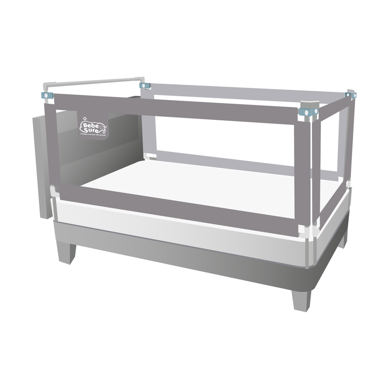 3 Barandas+ soporte de cabecera Para Cama 1.5 Plaza 105*190*190 cms Gris Altura colchón hasta 27 cm-1