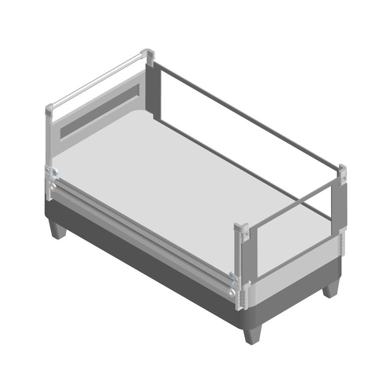 3 Barandas+ soporte de cabecera Para Cama 1.5 Plaza 105*190*190 cms Gris Altura colchón hasta 27 cm-3
