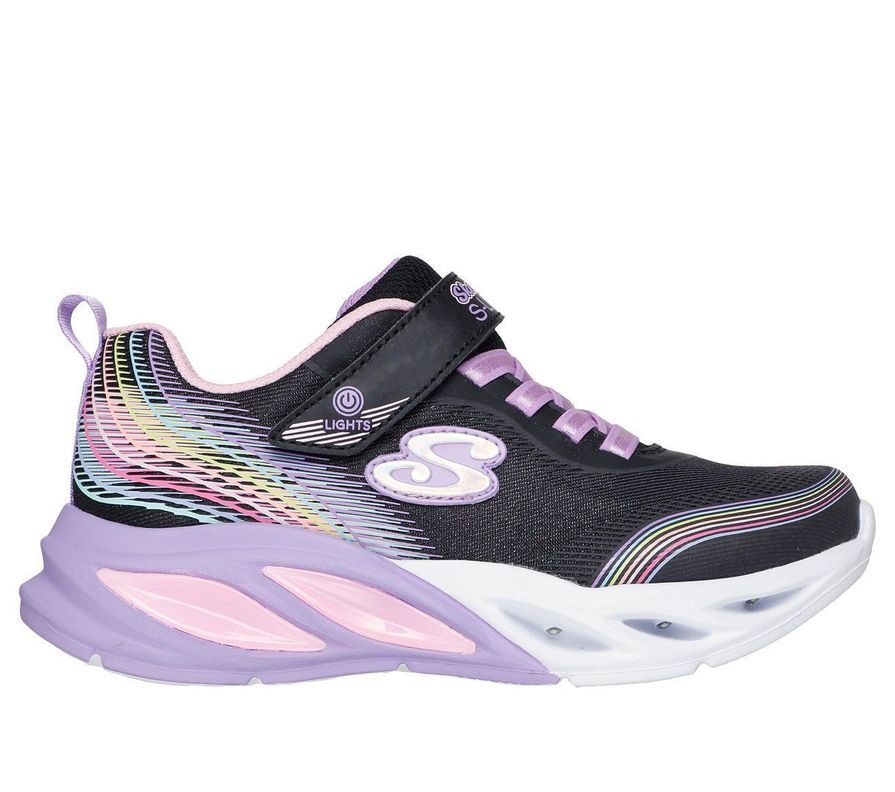 Zapatillas Nina Cosmic Glow Rainbow Beam Negro Skechers