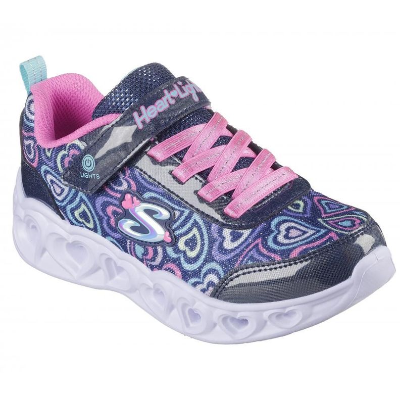 Zapatilla Niña Heart Lights Boogie Love Azul Skechers-4