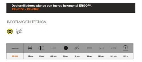 Destornillador Plano Hexagonal Para Llave 2x12x200 Bahco-1