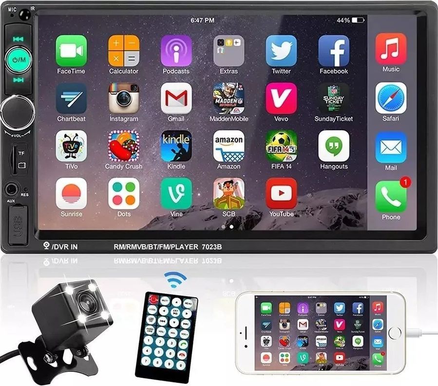 Radio Auto Pantalla Touch Bluetooth + Camara + Mando Volante-0