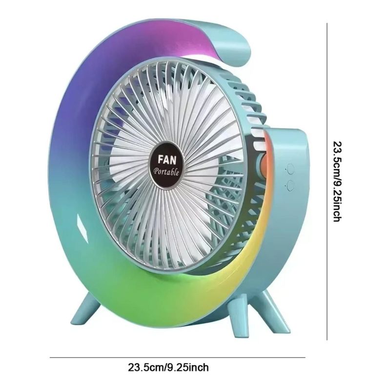 Ventilador Portátil Giratorio Con Luz Multicolor-1
