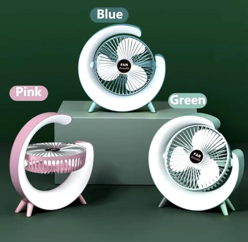 Ventilador Portátil Giratorio Con Luz Multicolor-2