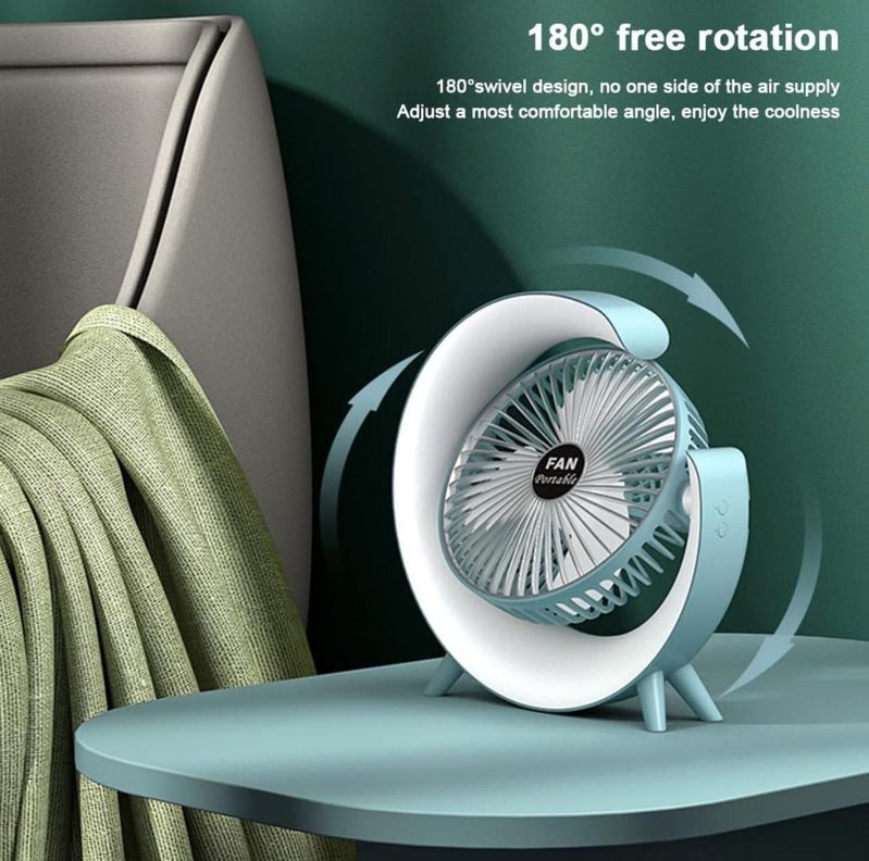 Ventilador Portátil Giratorio Con Luz Multicolor-4