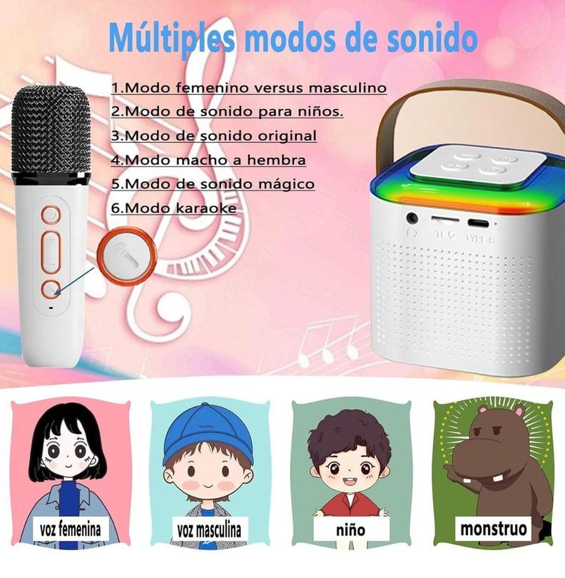 Parlante Bluetooth Con Luces + 2 Micrófonos Inalámbricos-2