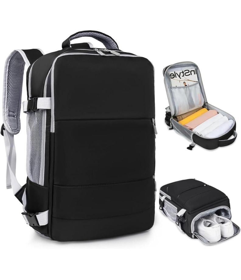 Mochila Para Viaje Multifuncional Con Espacio Para Zapatos Rosa-6