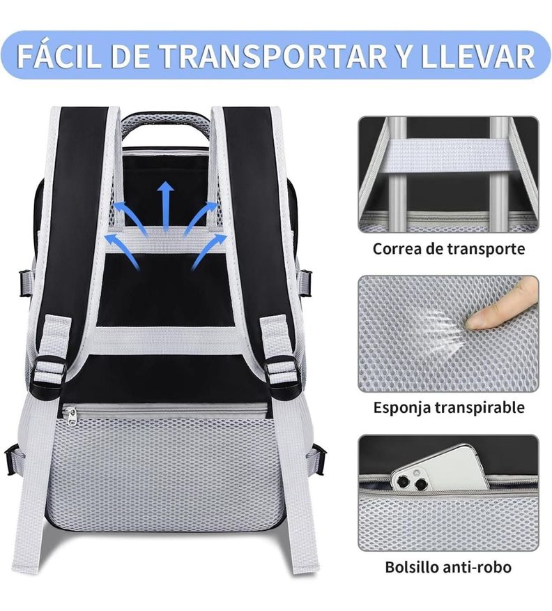 Mochila Para Viaje Multifuncional Con Espacio Para Zapatos Rosa-7
