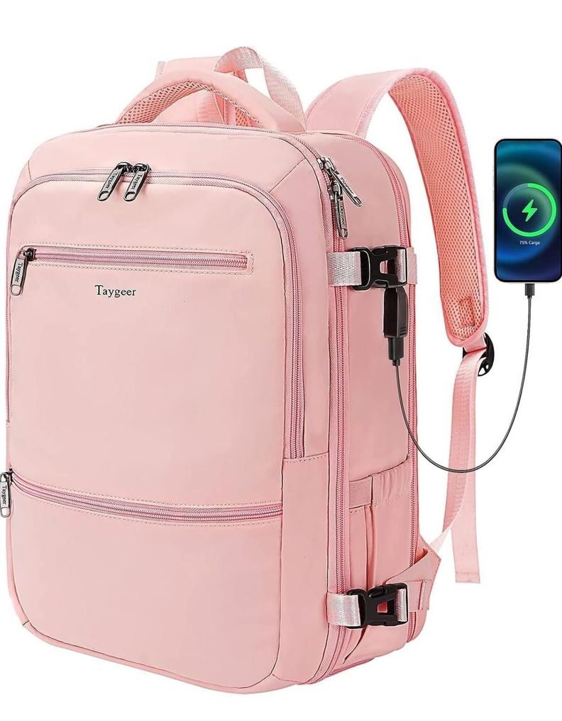 Mochila Para Viaje Multifuncional Con Espacio Para Zapatos Rosa-0
