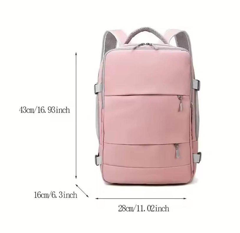 Mochila Para Viaje Multifuncional Con Espacio Para Zapatos Rosa-5