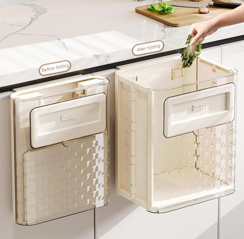 Basurero Plegable Para Cocina Papelero Portatil Moderno Blanco