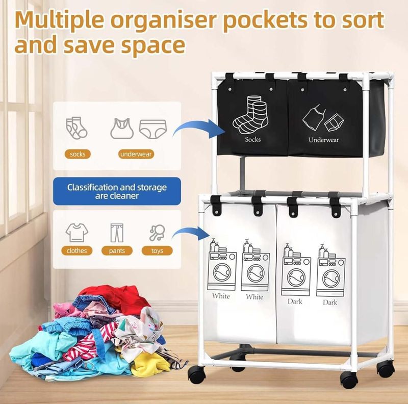 Cesto Plegable Para Ropa Sucia Organizador Con Separación-2