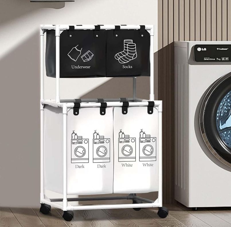Cesto Plegable Para Ropa Sucia Organizador Con Separación-3