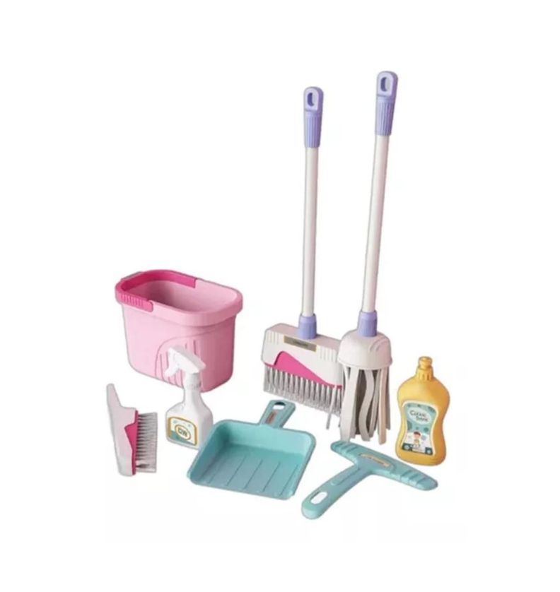 Juguete De Limpieza Para Ninos Set De Aseo 8 Piezas Rosado