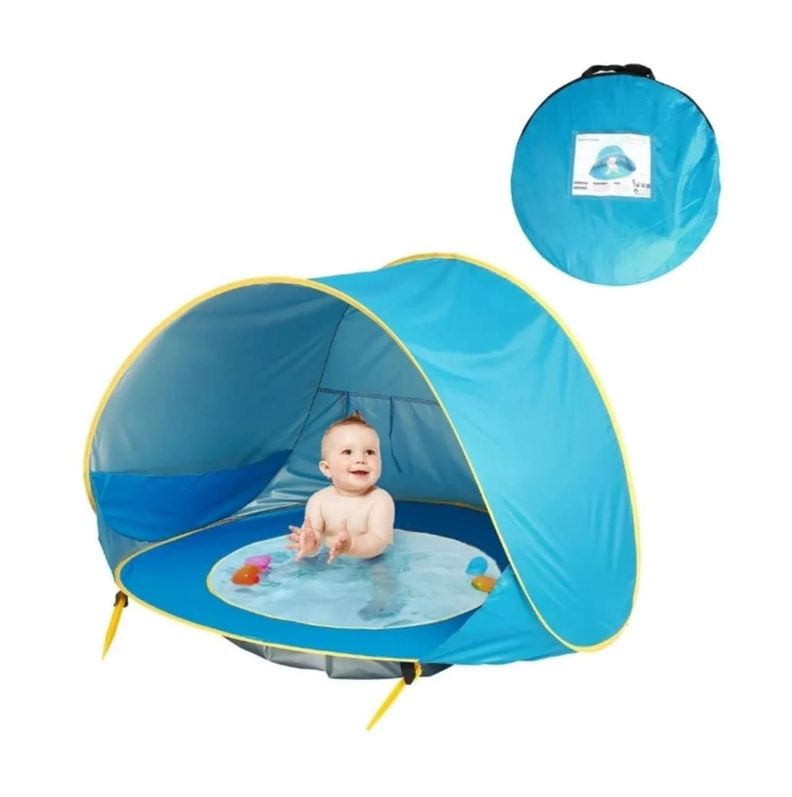 Carpa Con Piscina De Exterior Para Bebes Azul-0