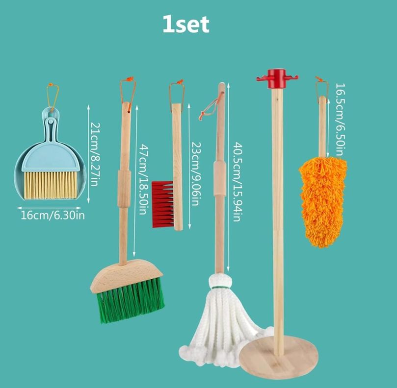 Set De Aseo Y Limpieza Para Niños Set De Madera-3