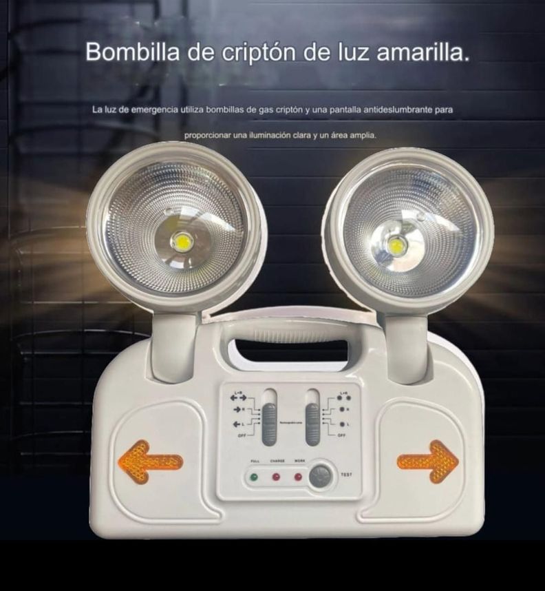 Lampara De Emergencia Recargable Con 2 Focos-3