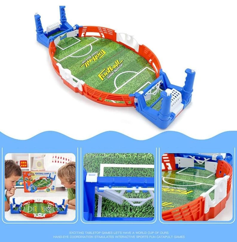 Futbol De Mesa Portátil Mini Cancha De Juego Azul-2