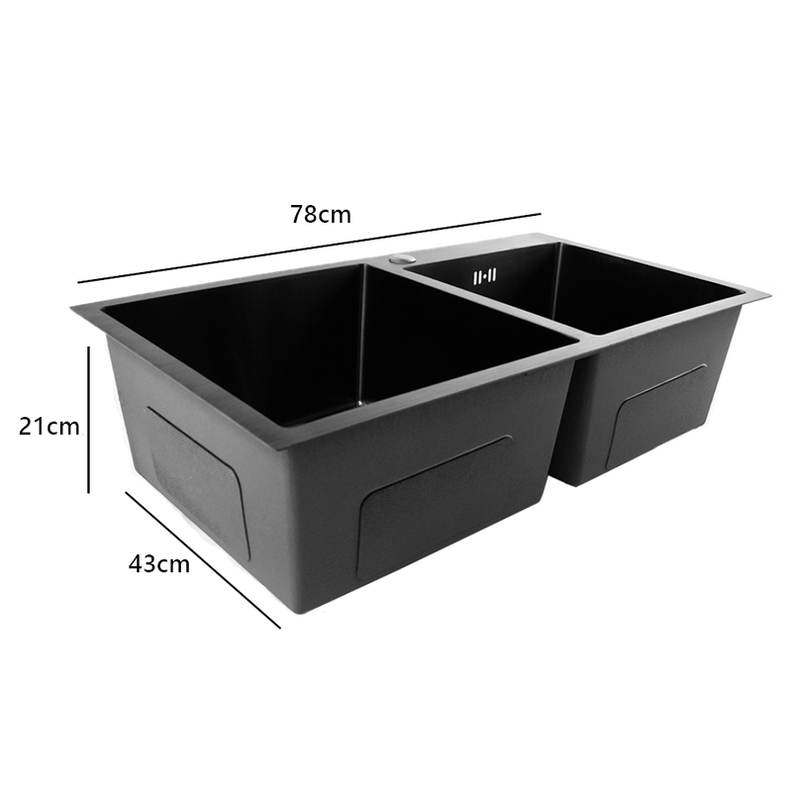 Lavaplatos Dekora Doble Deluxe 78x43cm 2mm Negro  -2