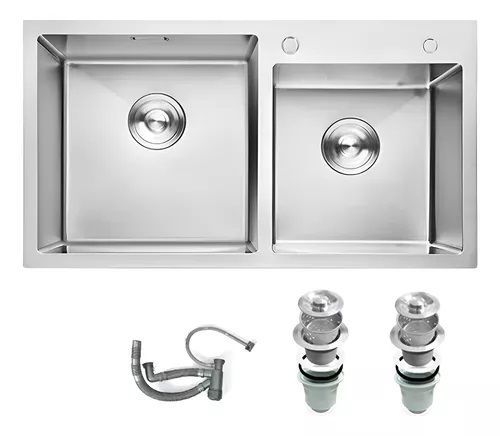 Lavaplatos Dekora Doble Deluxe 80x45cm Plata-2