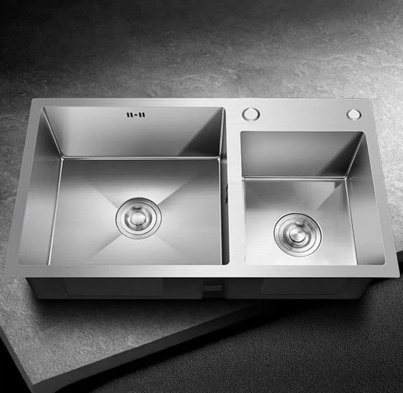 Lavaplatos Dekora Doble Deluxe 80x45cm Plata-3