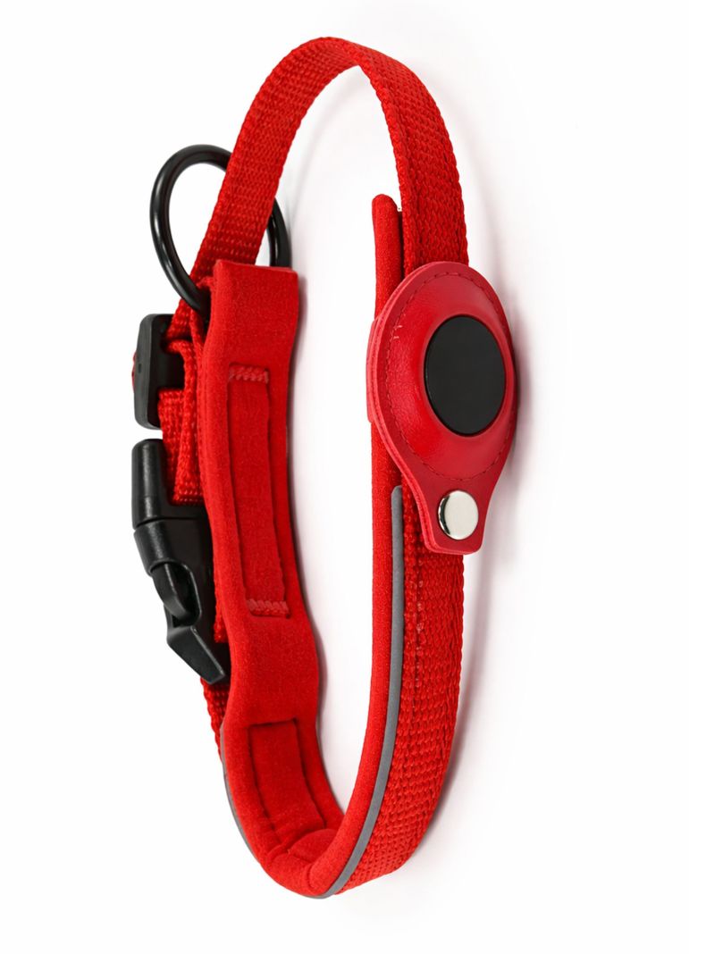 Collar de Perro con Soporte para Localizador GPS Rojo S