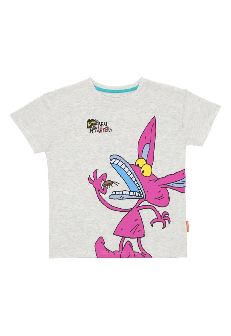 POLERA MANGA CORTA REAL MOSTER GRIS MELANGE-0