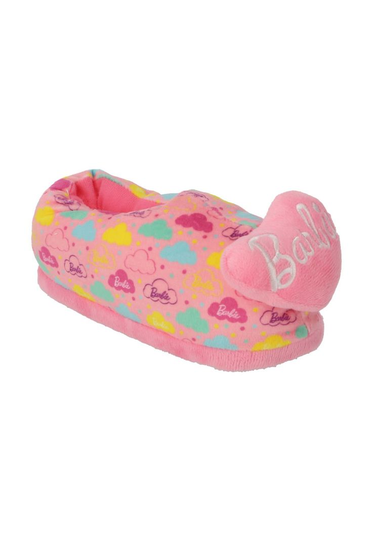 PANTUFLAS 3D BARBIE INFANTIL ROSADO-1